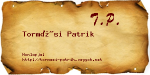 Tormási Patrik névjegykártya